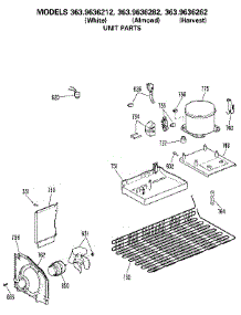 Unit parts for Kenmore Refrigerator 363.9636212 (3639636212, 363 9636212) from AppliancePartsPros.com