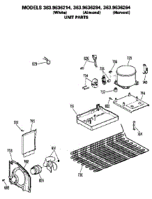Unit parts for Kenmore Refrigerator 363.9636214 (3639636214, 363 9636214) from AppliancePartsPros.com