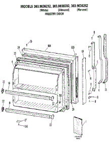 Freezer Door parts for Kenmore Refrigerator 363.9636262 (3639636262, 363 9636262) from AppliancePartsPros.com