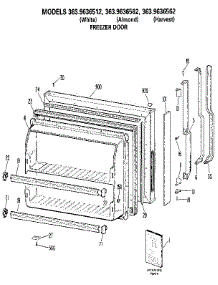 Freezer Door parts for Kenmore Refrigerator 363.9636512 (3639636512, 363 9636512) from AppliancePartsPros.com