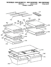 Shelf parts for Kenmore Refrigerator 363.9636512 (3639636512, 363 9636512) from AppliancePartsPros.com