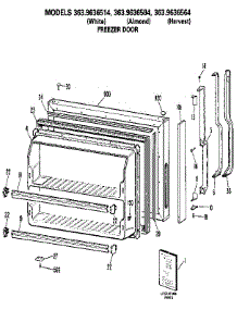 Freezer Door parts for Kenmore Refrigerator 363.9636564 (3639636564, 363 9636564) from AppliancePartsPros.com