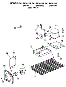 Unit parts for Kenmore Refrigerator 363.9636564 (3639636564, 363 9636564) from AppliancePartsPros.com
