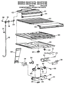 Compartment Separator parts for Kenmore Refrigerator 363.9715785 (3639715785, 363 9715785) from AppliancePartsPros.com