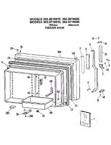 Freezer Door parts for Kenmore Refrigerator 363.9719685 (3639719685, 363 9719685) from AppliancePartsPros.com