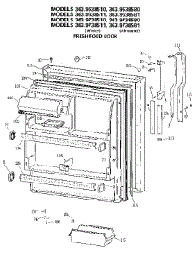 Fresh Food Door parts for Kenmore Refrigerator 363.9738580 (3639738580, 363 9738580) from AppliancePartsPros.com