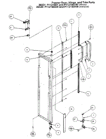 Freezer Door, Hinge, And Trim parts for Amana Side-By-Side Refrigerator 36538-P1121904W from AppliancePartsPros.com