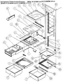 Refrigerator Shelving And Drawers parts for Amana Side-By-Side Refrigerator 36538-P1121904W from AppliancePartsPros.com