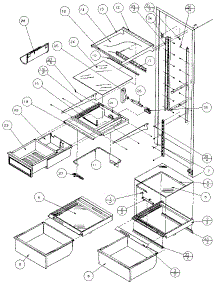 Refrigerator Shelving And Drawers parts for Amana Side-By-Side Refrigerator 36798-P1152602W from AppliancePartsPros.com