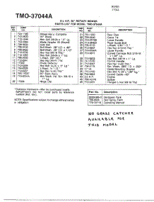 3.5Hp 20" Rotary Mower Page 2 parts for Mtd Gas Walk-Behind Mower 37044A from AppliancePartsPros.com