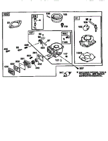 Carburetor -Kit 491539 parts for Briggs & Stratton Lawn & Garden Engine 42A700 TO 42A799 from AppliancePartsPros.com