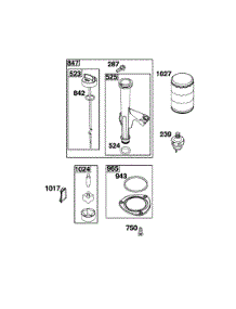 Dipstick Tube / Oil Filter parts for Briggs & Stratton Lawn & Garden Engine 44U877-0021-G1 from AppliancePartsPros.com