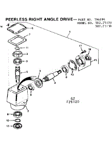 Peerless Right Angle Drive parts for Craftsman Front-Engine Lawn Tractor 50225120 from AppliancePartsPros.com