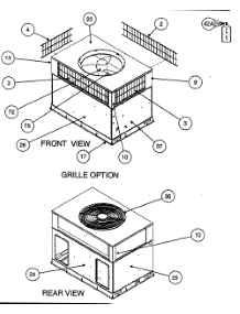 Front View / Grille Option / Rear View parts for Carrier Heating Cooling Combined Unit 50JX048300 from AppliancePartsPros.com