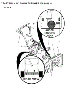 Decals parts for Craftsman Gas Snowblower 536886810 from AppliancePartsPros.com
