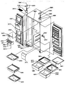 Shelves, Lights And Hinges parts for Amana Side-By-Side Refrigerator 57087-P1190815WL from AppliancePartsPros.com