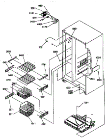 Freezer Shelves And Light parts for Amana Side-By-Side Refrigerator 57087-P1190815WL from AppliancePartsPros.com