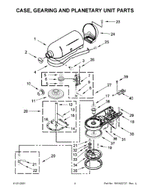 Case, Gearing And Planetary Unit Parts parts for Kitchenaid Stand Mixer 5KSM156HBEGR4 from AppliancePartsPros.com
