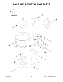 Base And Pedestal Unit Parts parts for Kitchenaid Stand Mixer 5KSM156HMBLM4 from AppliancePartsPros.com