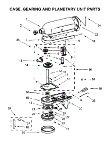 Case, Gearing And Planetary Unit Parts parts for Kitchenaid Stand Mixer 5KSM156HMEGR4 from AppliancePartsPros.com