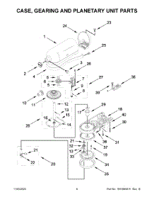 Case, Gearing And Planetary Unit Parts parts for Kitchenaid Stand Mixer 5KSM175PSBIB5 from AppliancePartsPros.com