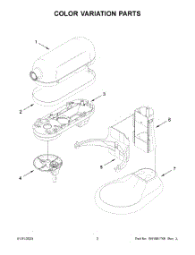 Color Variation Parts parts for Kitchenaid Stand Mixer 5KSM55SXXWWH0 from AppliancePartsPros.com