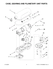 Case, Gearing And Planetary Unit Parts parts for Kitchenaid Stand Mixer 5KSM7580XEBK0 from AppliancePartsPros.com