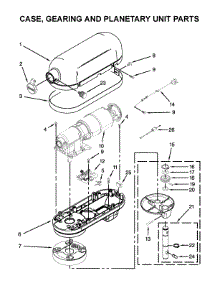 Case, Gearing And Planetary Unit Parts parts for Kitchenaid Stand Mixer 5KSM7591XESL0 from AppliancePartsPros.com
