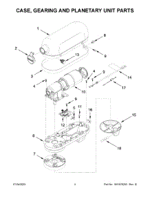 Case, Gearing And Planetary Unit Parts parts for Kitchenaid Stand Mixer 5KSMC895AER1 from AppliancePartsPros.com