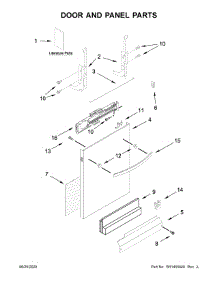 Door And Panel Parts parts for Kenmore Dishwasher 665.13355N020 (66513355N020, 665 13355N020) from AppliancePartsPros.com