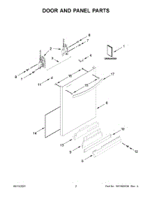 Door And Panel Parts parts for Kenmore Dishwasher 665.14172N120 (66514172N120, 665 14172N120) from AppliancePartsPros.com