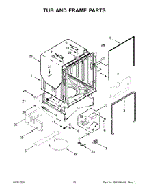 Tub And Frame Parts parts for Kenmore Dishwasher 665.14799N513 (66514799N513, 665 14799N513) from AppliancePartsPros.com