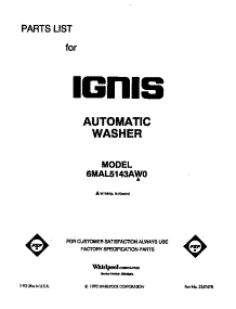 Front Cover parts for Whirlpool Washer 6MAL5143AN0 from AppliancePartsPros.com