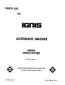Front Cover parts for Whirlpool Washer 6MAL5143VW0 from AppliancePartsPros.com