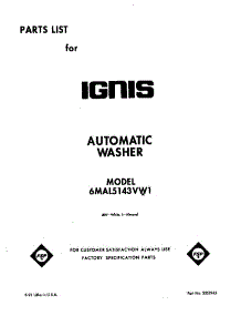 Front Cover parts for Whirlpool Washer 6MAL5143VW1 from AppliancePartsPros.com