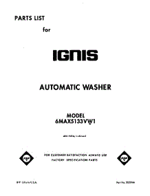 Front Cover parts for Whirlpool Washer 6MAX5133VW1 from AppliancePartsPros.com