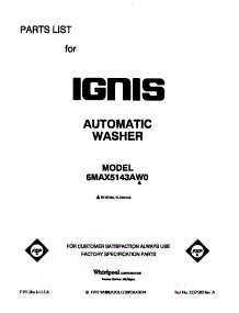 Front Cover parts for Whirlpool Washer 6MAX5143AW0 from AppliancePartsPros.com