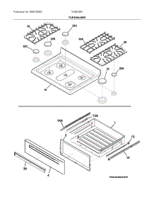 Top / Drawer parts for Ikea Gas Range 70462040A from AppliancePartsPros.com