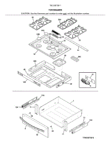 Top / Drawer parts for Kenmore Gas Range 790.32673611 (79032673611, 790 32673611) from AppliancePartsPros.com