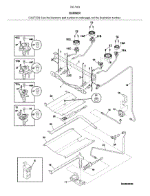 Burner parts for Kenmore Gas Range 790.74032314 (79074032314, 790 74032314) from AppliancePartsPros.com