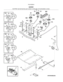 Burner parts for Kenmore Gas Range 790.74523910 (79074523910, 790 74523910) from AppliancePartsPros.com