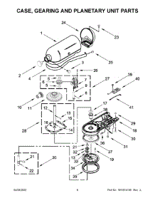 Case, Gearing And Planetary Unit Parts parts for Kitchenaid Stand Mixer 7KSM180LEZLB0 from AppliancePartsPros.com
