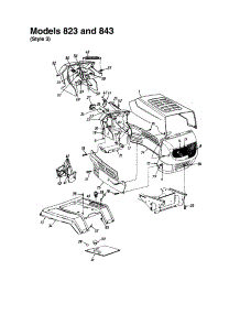 Hood / Grille - Style 3 - 823 And 843 parts for Mtd Front-Engine Lawn Tractor 820 THRU 829 from AppliancePartsPros.com