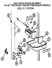 Icemaker- Ic3q P1110702w parts for Amana Top-Mount Refrigerator 85171-P1117102W from AppliancePartsPros.com