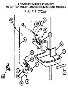 Icemaker - Ic3q P 1110702W parts for Amana Top-Mount Refrigerator 85371-P1117201W from AppliancePartsPros.com