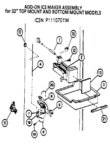 Icemaker Ic3n P1110701w parts for Amana Top-Mount Refrigerator 85978-P1117003W from AppliancePartsPros.com