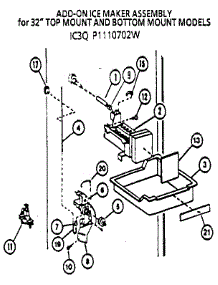Icemaker Ic3q P1110702w parts for Amana Top-Mount Refrigerator 85978-P1117003W from AppliancePartsPros.com