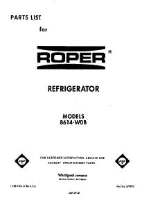 Front Cover parts for Roper Top-Mount Refrigerator 8614*0B from AppliancePartsPros.com