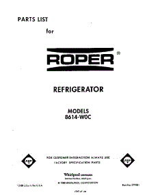 Front Cover parts for Roper Top-Mount Refrigerator 8614*0C from AppliancePartsPros.com