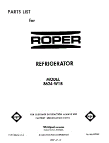 Front Cover parts for Roper Top-Mount Refrigerator 8624*1B from AppliancePartsPros.com
